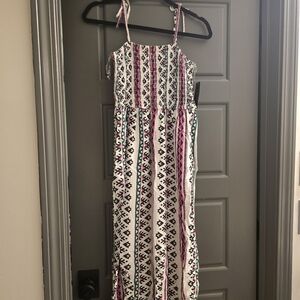 Bohemian Maxi Dress with Pink and Black Patterns